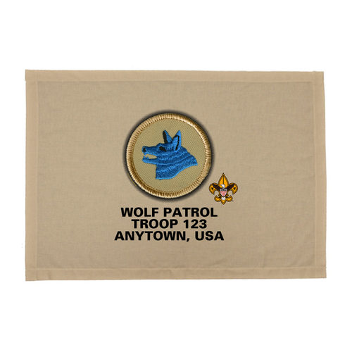 Troop Patrol Flag with Wolf Patrol and Scouting America logo