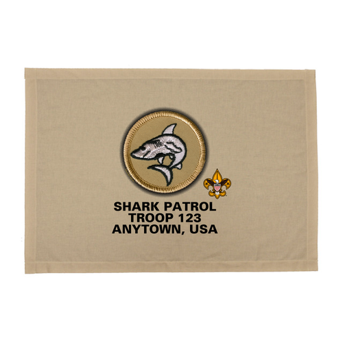 BSA Troop Patrol Patch Flag with Shark Patrol Patch