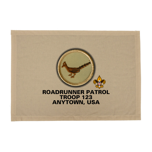 Troop Patrol Flag with Roadrunner Patrol and Scouting America logo