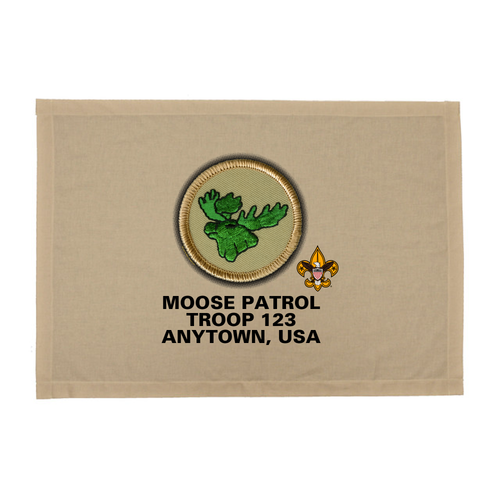 Troop Patrol Flag with Moose Patrol and Scouting America logo
