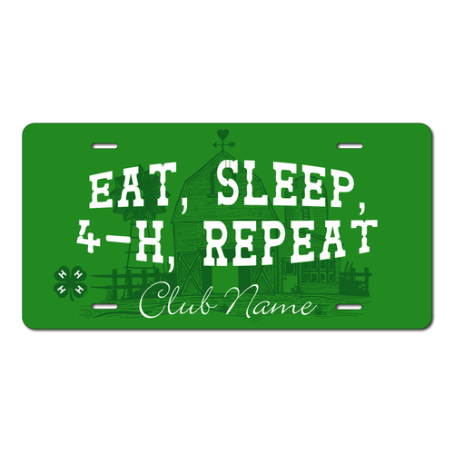 4-H License Plate - Custom - Eat, Sleep, 4-H, Repeat