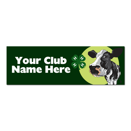 Dairy Cow with Club Name 4-H Bumper Sticker