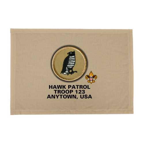 Troop Patrol Flag with Hawk Patrol and Scouting America logo