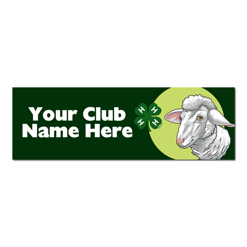 Sheep with Club Name 4-H Bumper Sticker