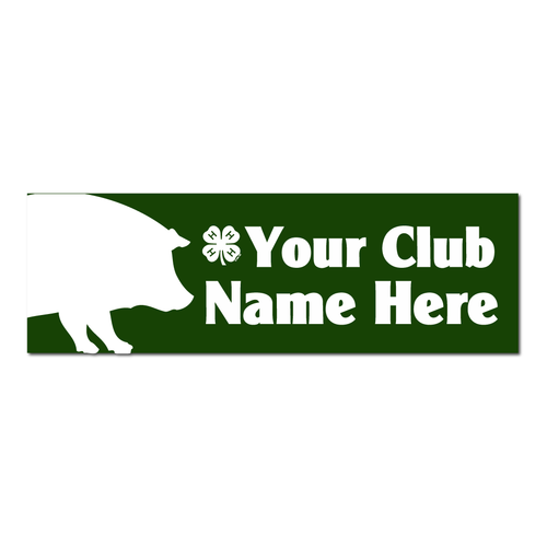 Swine with Club Name 4-H Bumper Sticker