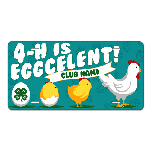 4-H License Plate - Custom - 4-H is Eggcellent