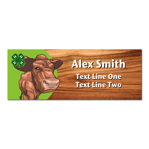 4-H Name Tag - Beef Cattle on Green (Cherry Wood)