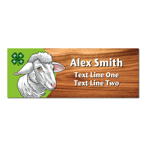 4-H Name Tag - Sheep With Green Background (Cherry Wood)