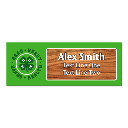 4-H Name Tag - 4-H Logo (Cherry Wood)