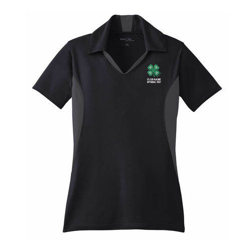 Sport-Tek® Side Blocked Micropique Women's Polo with Embroidered 4-H Logo - Black