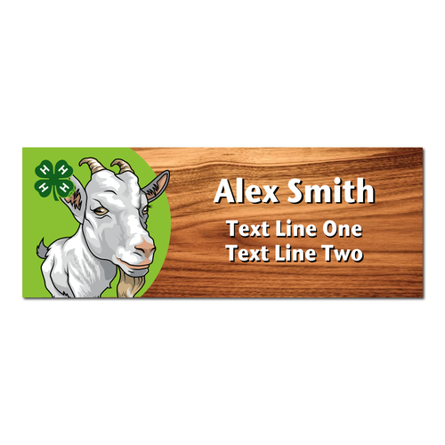 4-H Name Tag - Billy Goat on Green Background (Cherry Wood)
