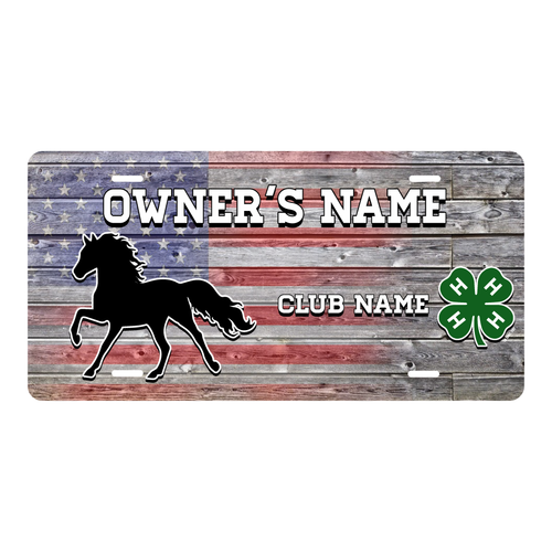 4-H Stall Tag – American Flag Wood Design - full image