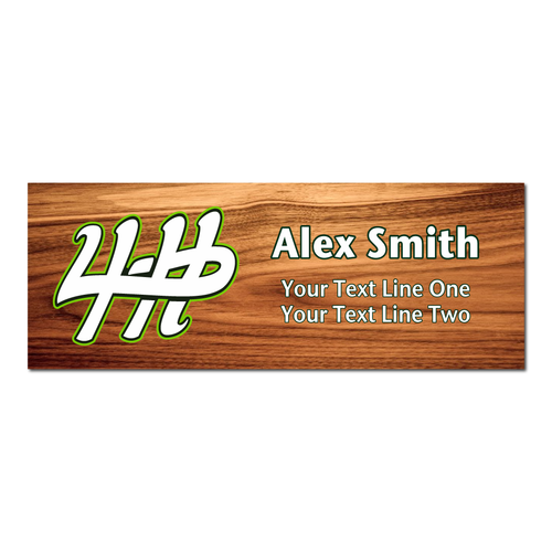 4-H Name Tag – Cursive 4-H (Cherry Wood)