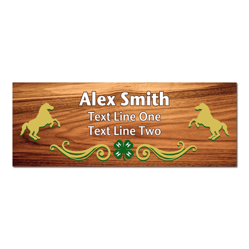 4-H Name Tag - Horse Graphics (Cherry Wood)