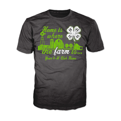 4-H Graphic Tee – Home is Where the Farm - Charcoal