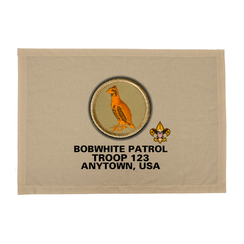 Troop Patrol Flag with Bobwhite Patrol and Scouting America logo