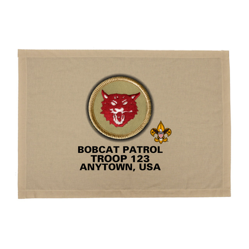 Troop Patrol Flag with Bobcat Patrol and Scouting America logo