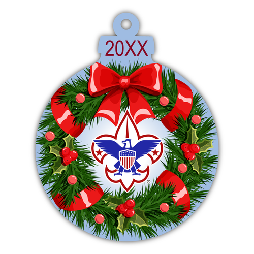BSA Corporate Logo Christmas Ornament - Wreath with Ribbon (FRONT)