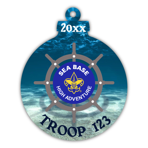 BSA Troop Christmas Ornament - Underwater Sea Base High Adventure (FRONT)