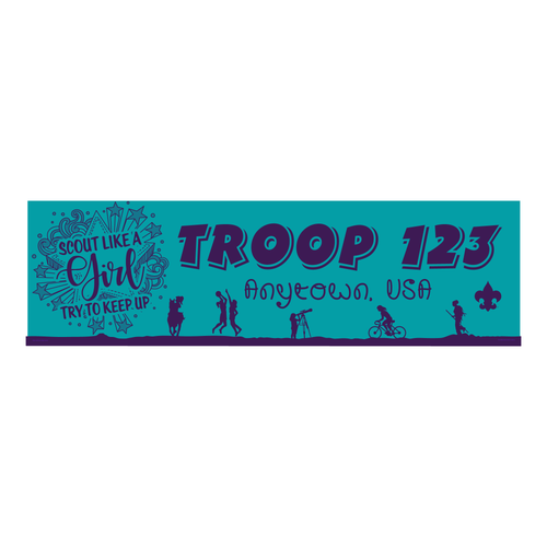 Girl Troop Scout Like a Girl Banner with Scouting America Logo (28" Tall x 96" wide Banner)
