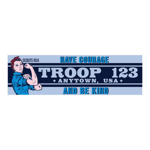 Girl Troop Rosie The Riveter Banner with Scouting America Logo (28" Tall x 96" wide Banner)