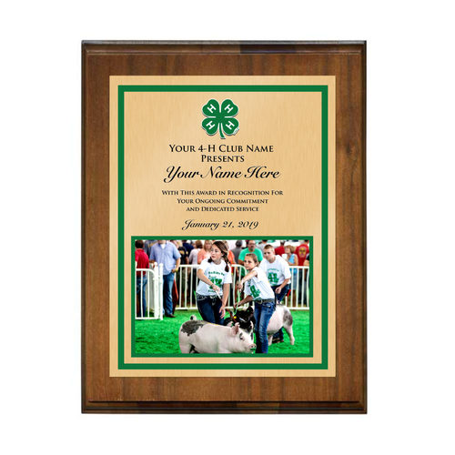 4-H Wood Plaque Premium Photo - Walnut