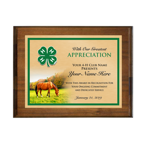 4-H Wood Plaque Premium Horse - Walnut