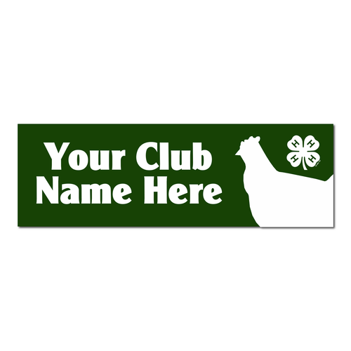 Chicken with Club Name 4-H Bumper Sticker