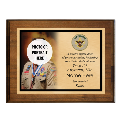 Scoutmaster Scouting Appreciation Plaque with Scoutmaster Emblem  - WALNUT