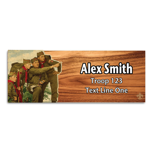 Norman Rockwell Painting Name Tag - “Pointing The Way” on Cherry Wood