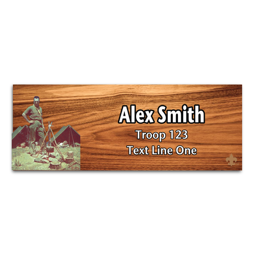 Norman Rockwell Painting Name Tag - “The Scoutmaster” on Cherry Wood