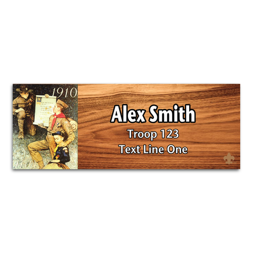 Norman Rockwell Painting Name Tag - “Ever Onward” on Cherry Wood