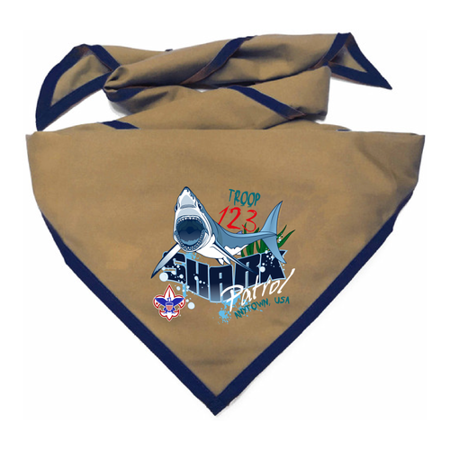 Troop Neckerchief with Shark Patrol Design and BSA Logo