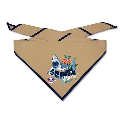 Troop Neckerchief with Shark Patrol Design and Scouting America Logo