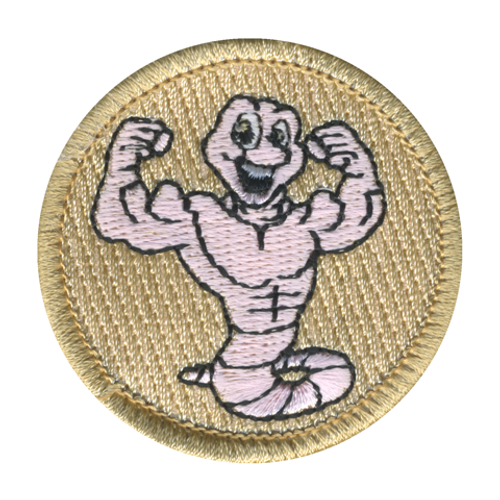 Muscle Worm Patrol Patch - embroidered 2 in round