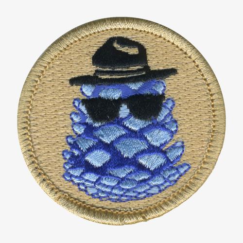 Blue Pinecone Patrol Patch - embroidered 2 in round