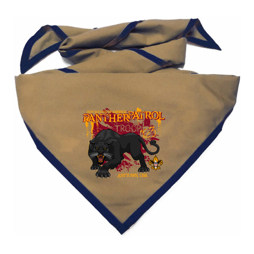 Troop Neckerchief with Panther Patrol Design and BSA Logo