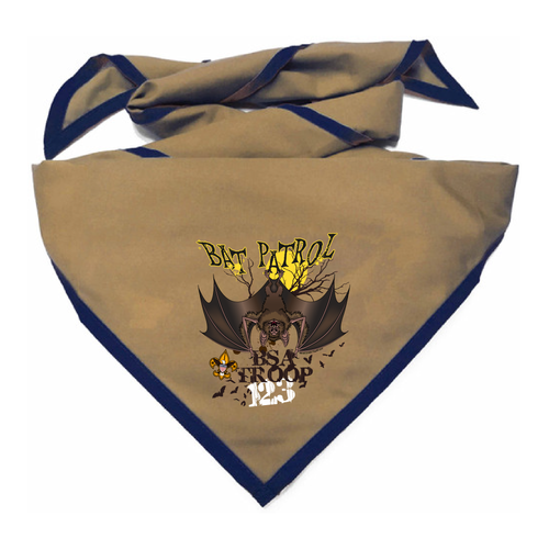 Troop Neckerchief with Bat Patrol Design and BSA Logo