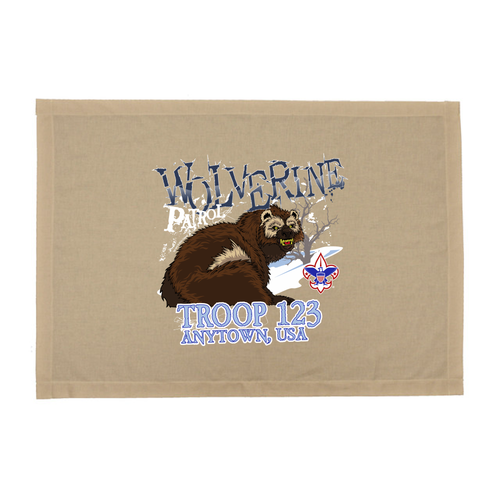 BSA Emblem Troop Patrol Flag with Wolverine Patrol Design