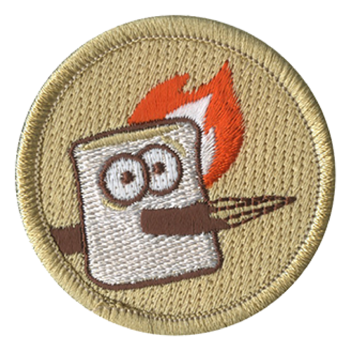 Speared Marshmallow Scout Patrol Patch - embroidered 2 inch round by ClassB