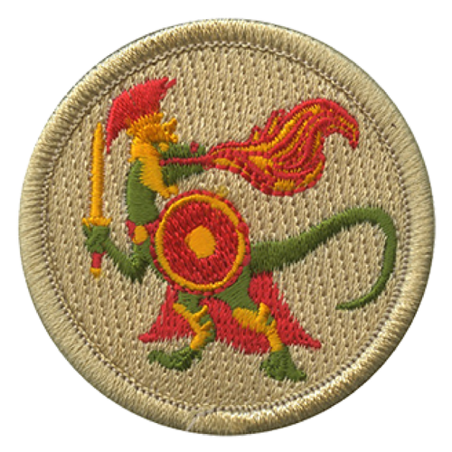 Fire Breathing Spartan Dinosaur Scout Patrol Patch - embroidered 2 inch round by ClassB