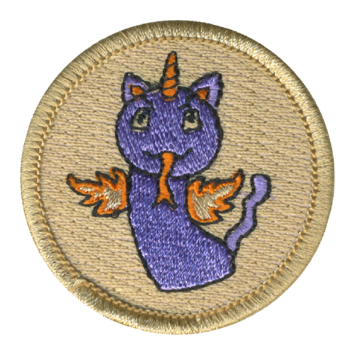 Slithering Horned Fire Cat Patch - embroidered 2 inch round by ClassB