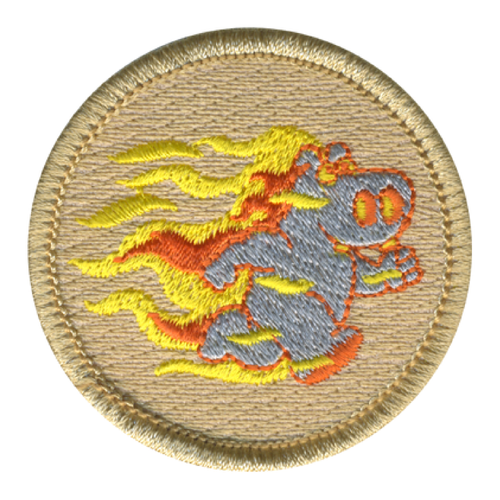 Flaming Fast Hippo Patrol Patch - embroidered 2 inch round by ClassB