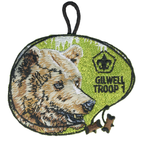 Wood Badge Patch of Wood Badge Realistic Bear Critter Head with Wood Badge Beads - Gilwell Troop 1 design by ClassB