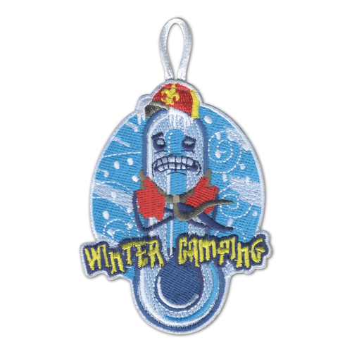 Winter Camping Activity Patch with cartoon thermostat and snow design by ClassB