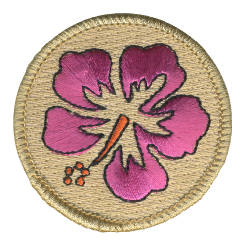 Pink Hibiscus Patch - embroidered 2 inch round by ClassB