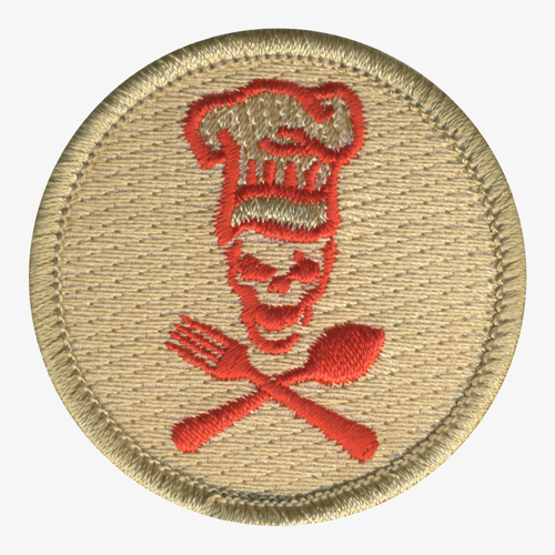 Red Chef Skull Patrol Patch - embroidered 2 in round by ClassB