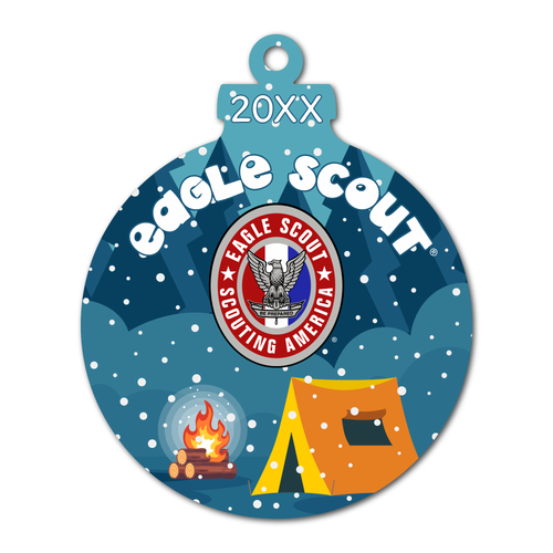 Eagle Scout Christmas Ornament - Winter Campfire [FRONT]