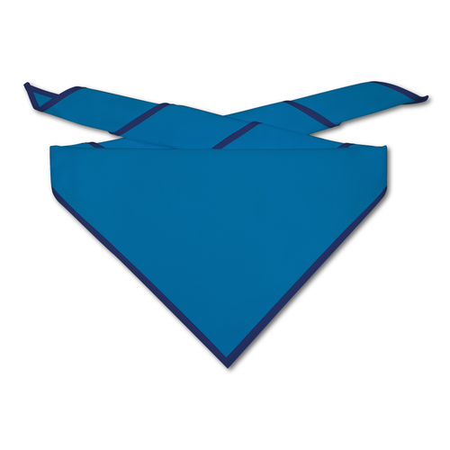 Blank Sapphire Neckerchief with Navy Blue Piped Edge - Troop Size