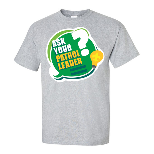 Scout Graphic Tee - Ask Your Patrol Leader Circle Text Bubble - Sports Grey
